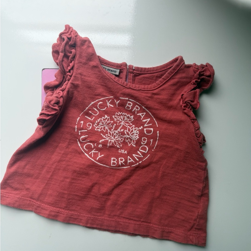 Lucky Brand Kids Maroon Ruffle Sleeve Tee
